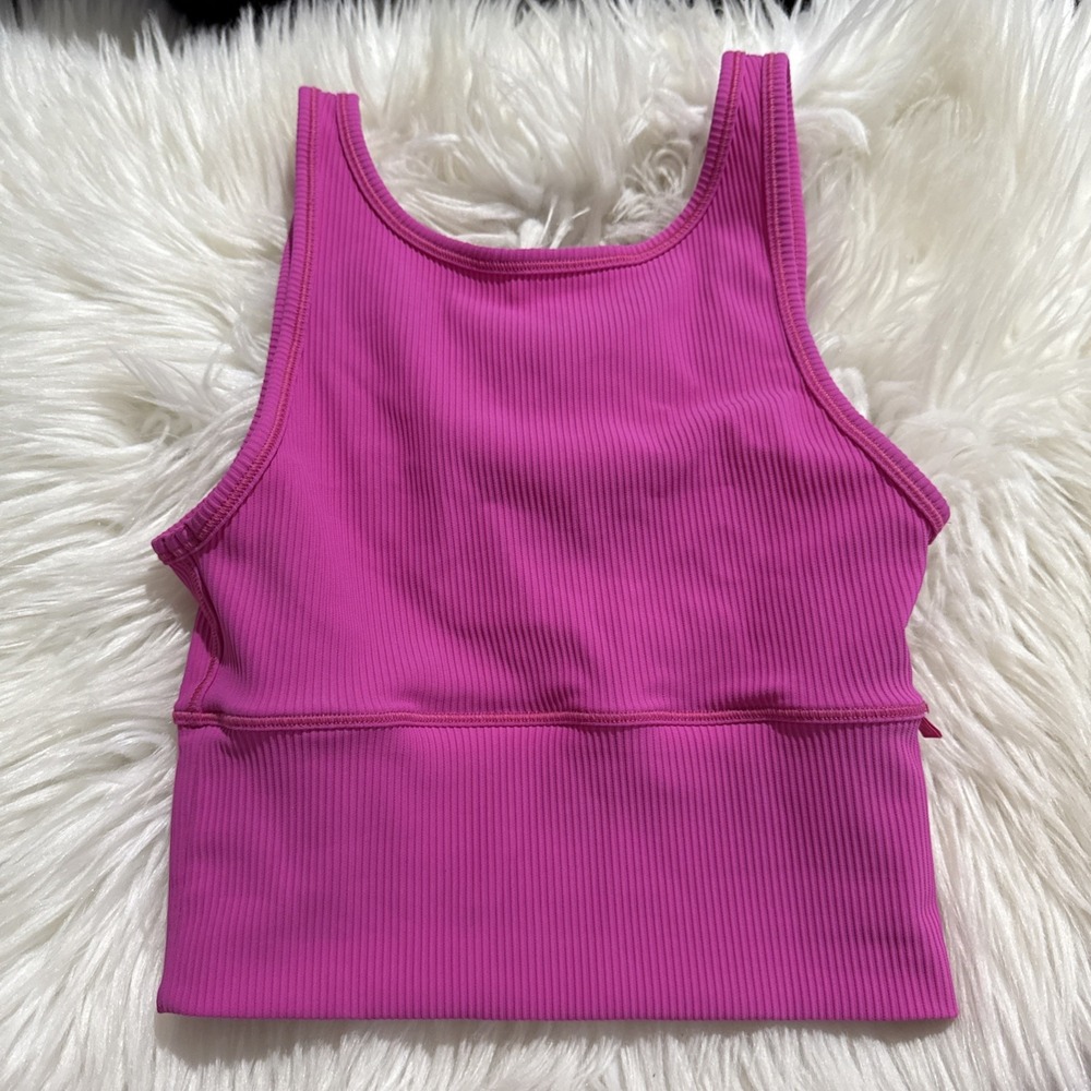 $58 Lululemon Power Pivot Ribbed Tank Top in Sonic Pink Size 4